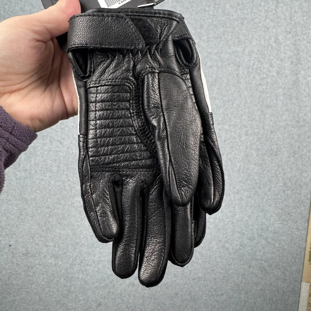 Harley-Davidson South Shore Leather Gloves Womens XS Black Red Biker‎ NEW